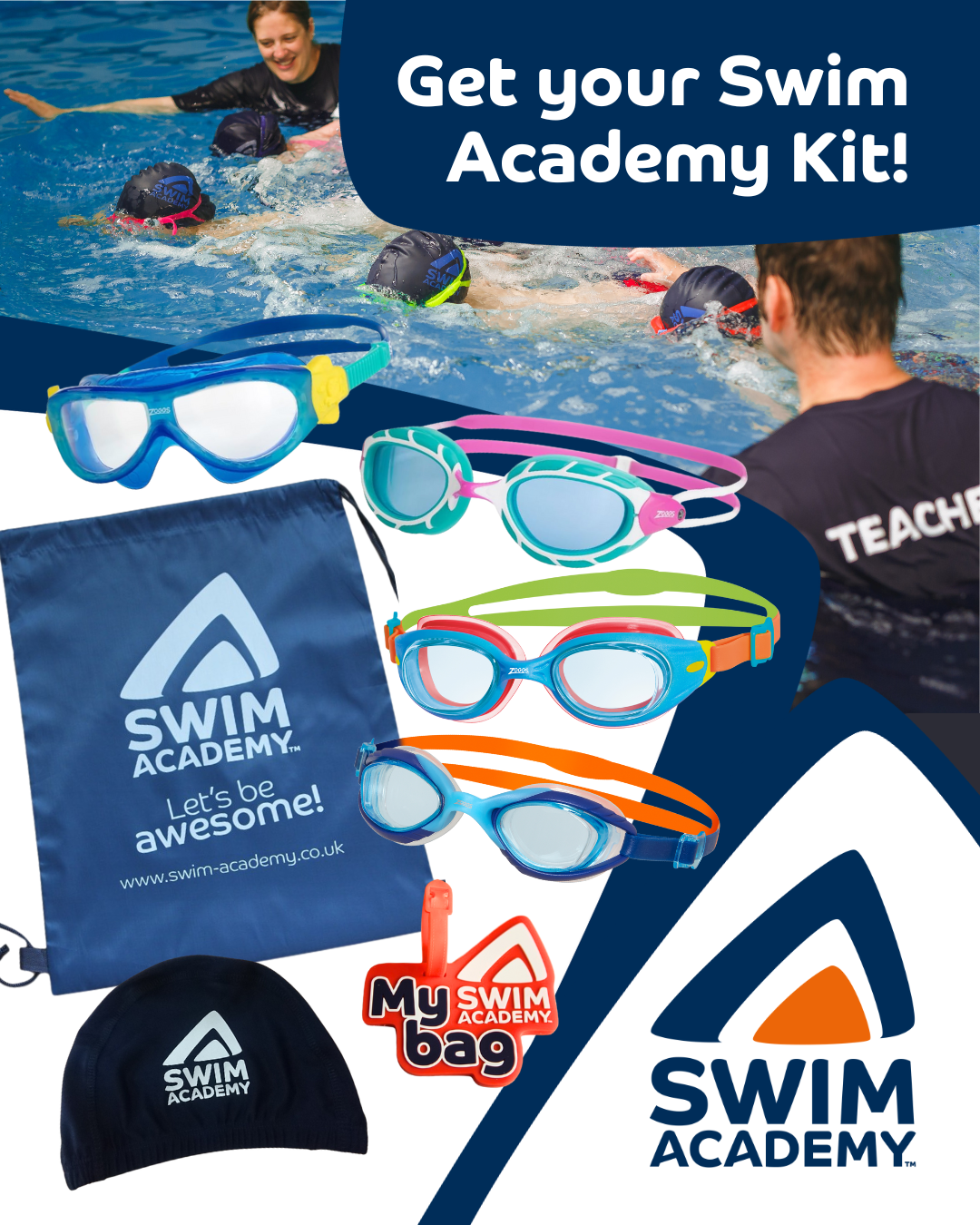 Swim Academy Kit with Zoggs Predator Junior Goggles